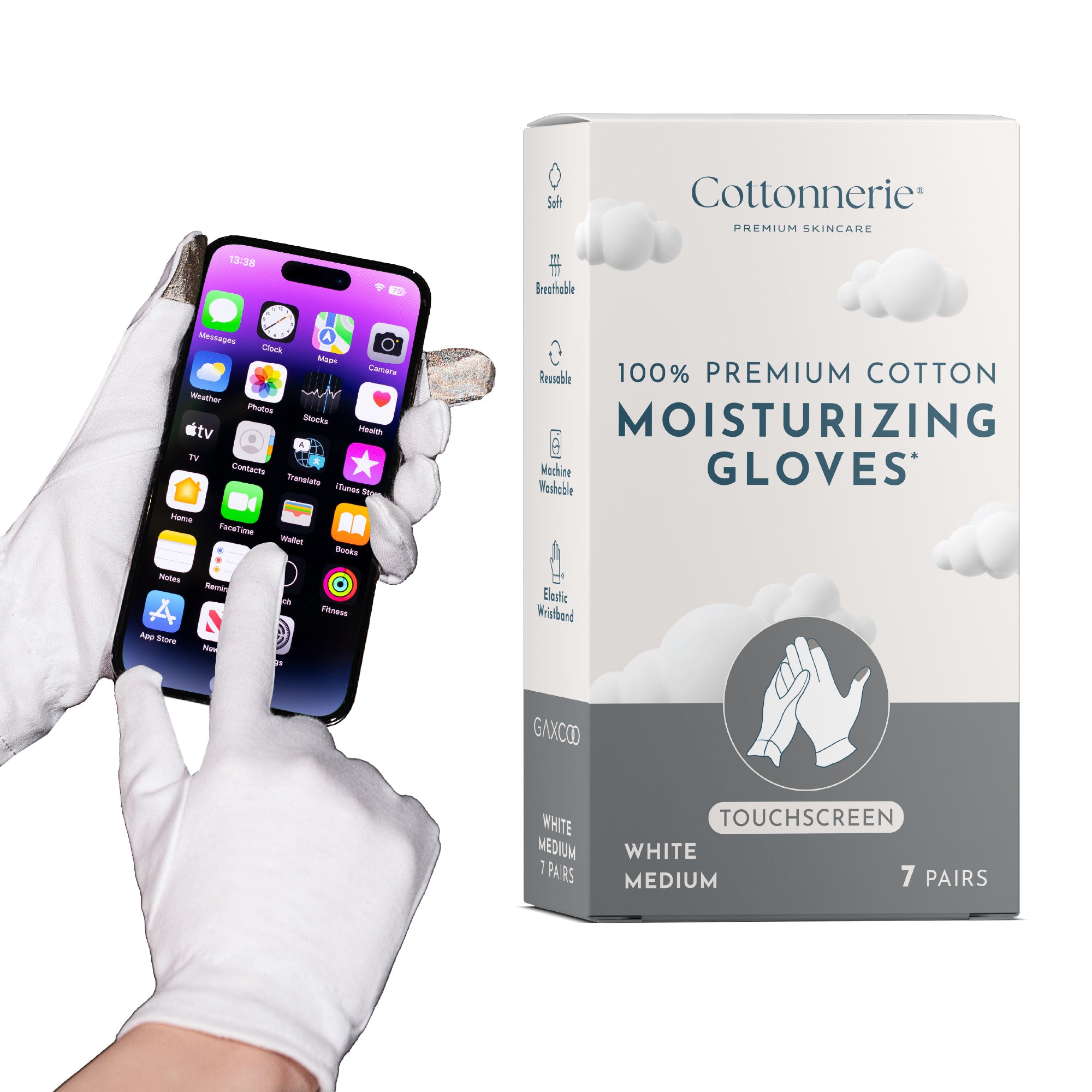 Cotton Moisturizing Gloves | Medium Touchscreen
